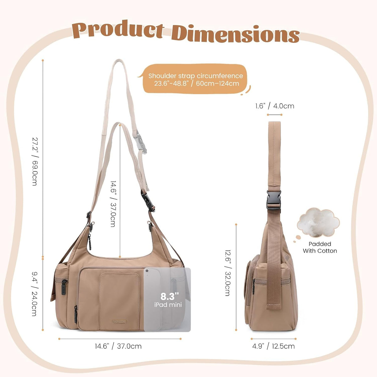 14L Puffer Diaper Bag Tote, Large Capacity Travel Diaper bags, Crossbody Hospital Bag for mom