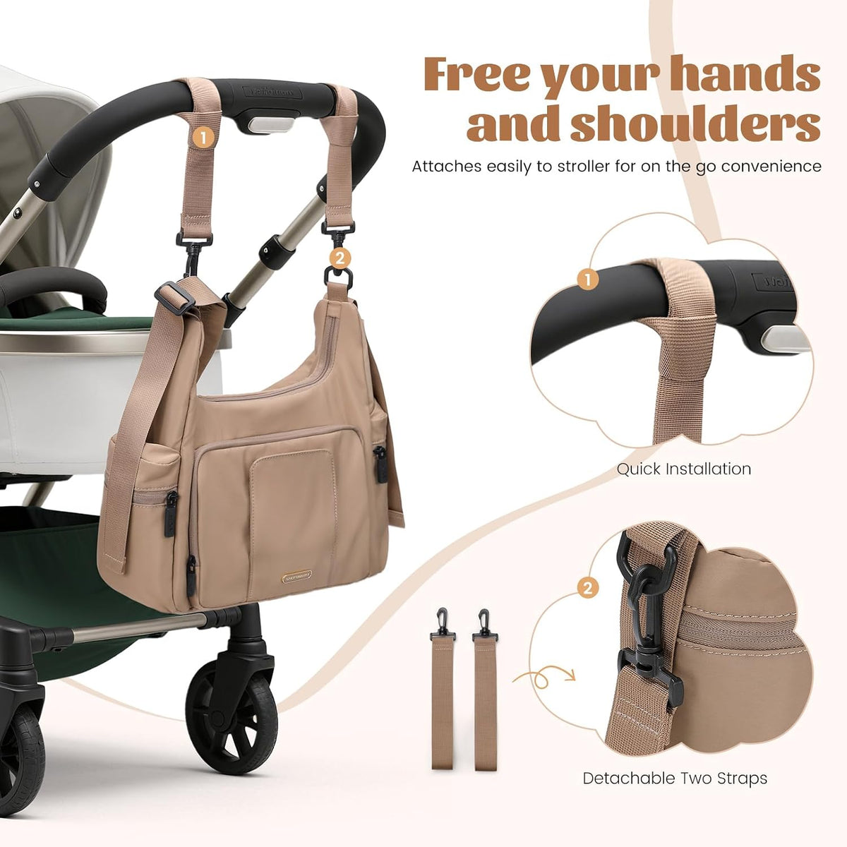 14L Puffer Diaper Bag Tote, Large Capacity Travel Diaper bags, Crossbody Hospital Bag for mom