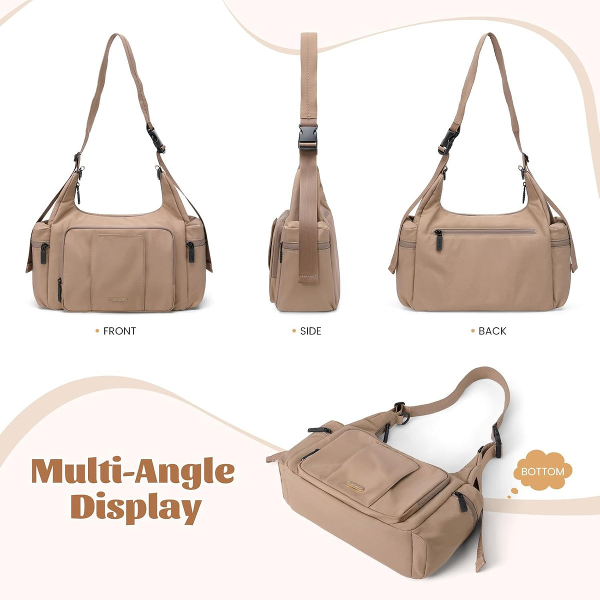 14L Puffer Diaper Bag Tote, Large Capacity Travel Diaper bags, Crossbody Hospital Bag for mom