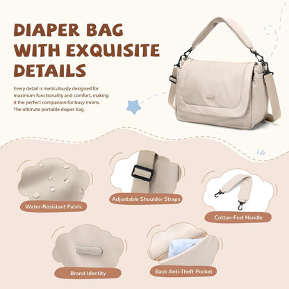 14L Puffer Diaper Bag Tote, Large Capacity Travel Diaper bags, Crossbody Hospital Bag for mom