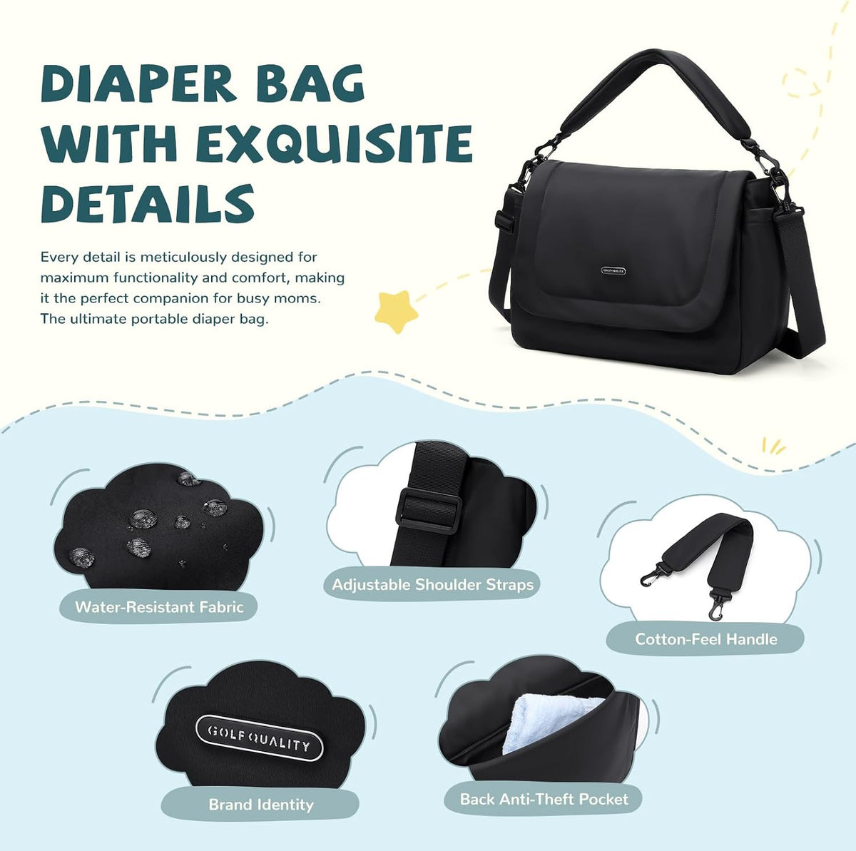 14L Puffer Diaper Bag Tote, Large Capacity Travel Diaper bags, Crossbody Hospital Bag for mom