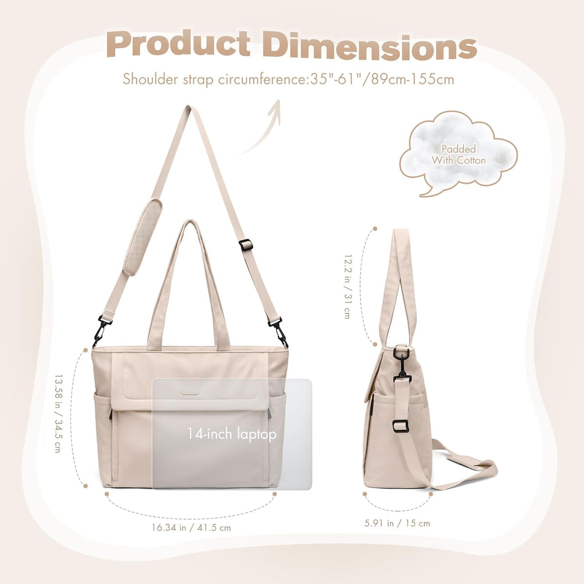 14L Puffer Diaper Bag Tote, Large Capacity Travel Diaper bags, Crossbody Hospital Bag for mom