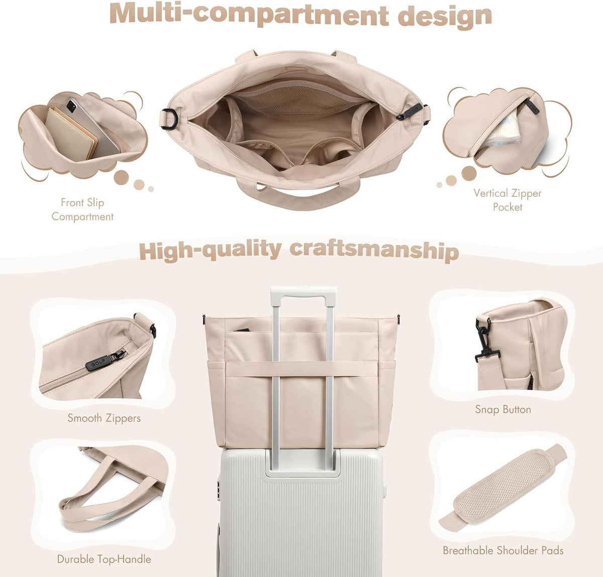14L Puffer Diaper Bag Tote, Large Capacity Travel Diaper bags, Crossbody Hospital Bag for mom