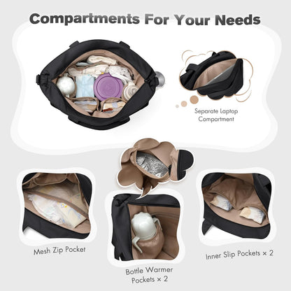 14L Puffer Diaper Bag Tote, Large Capacity Travel Diaper bags, Crossbody Hospital Bag for mom