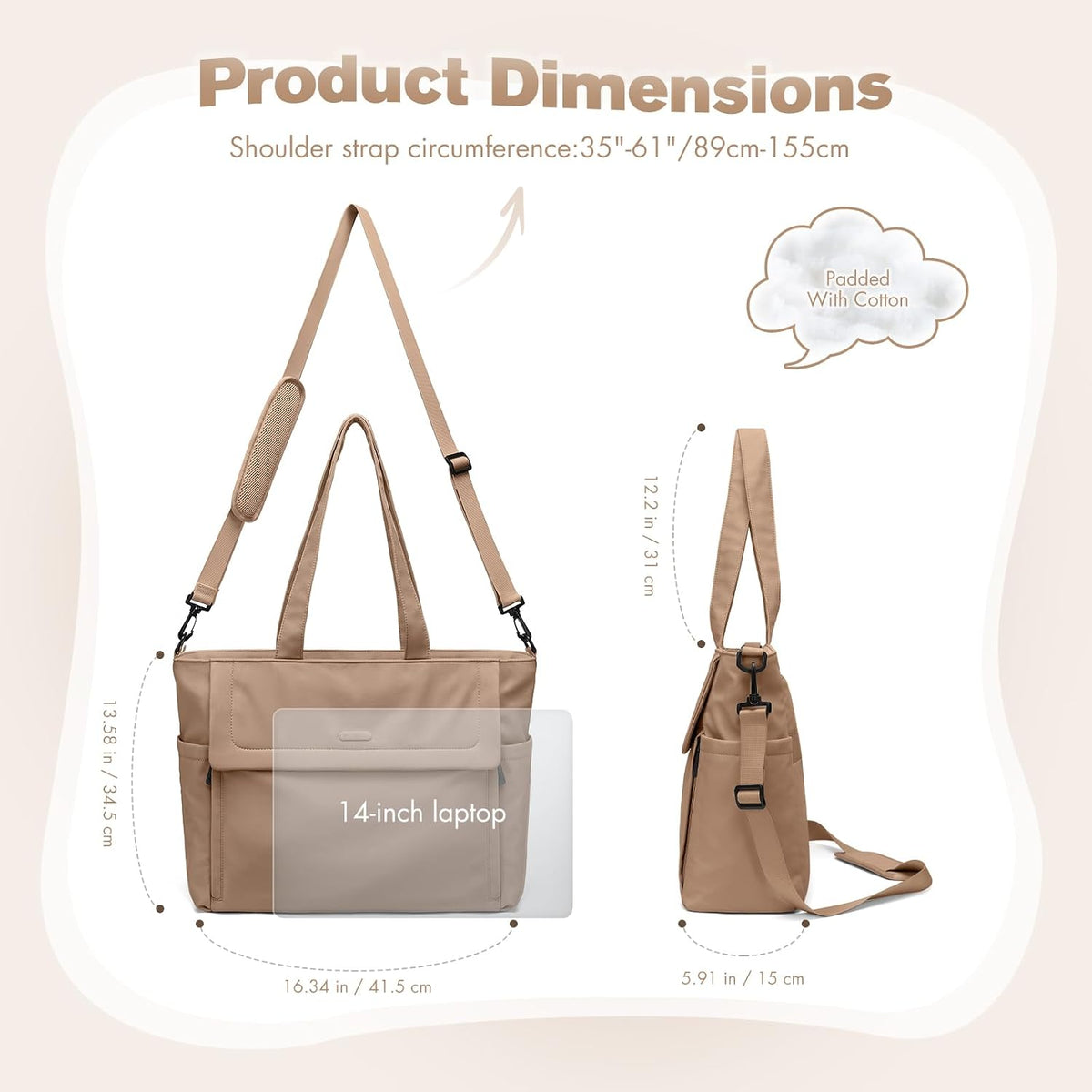 14L Puffer Diaper Bag Tote, Large Capacity Travel Diaper bags, Crossbody Hospital Bag for mom
