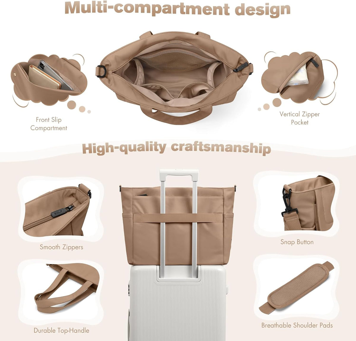 14L Puffer Diaper Bag Tote, Large Capacity Travel Diaper bags, Crossbody Hospital Bag for mom