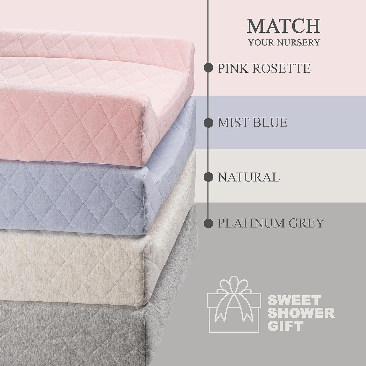 Organic Cotton Covered Contoured Baby Changing Pad | Waterproof Foam Mattress, Soft, Removable & Washable Cover, Safety Strap, Non-Slip Bottom, Topper for Standard Size Infant Diaper Table & Dresser