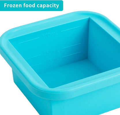 Silicone Freezing Tray with Lid - 2-Cup Freezer Containers,Make 1 Perfect Freezing,Storing Soups, Foods, Stews, Dips or Sauces Simple and Convenient Color Aqua