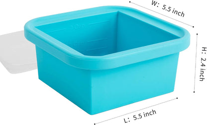 Silicone Freezing Tray with Lid - 2-Cup Freezer Containers,Make 1 Perfect Freezing,Storing Soups, Foods, Stews, Dips or Sauces Simple and Convenient Color Aqua