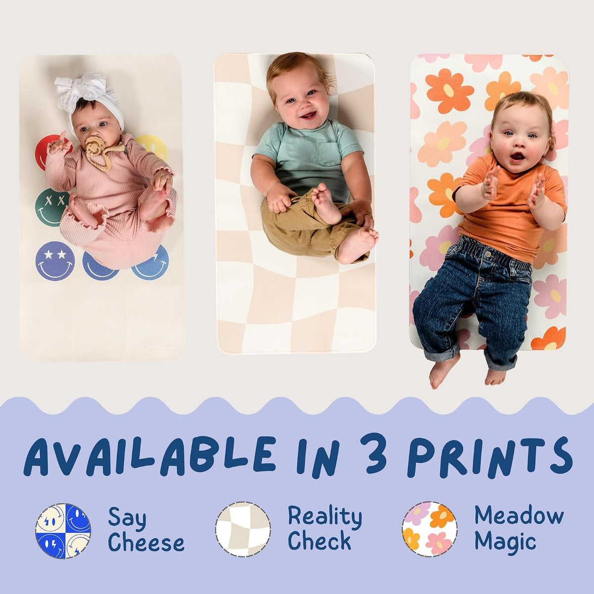 Portable Changing Mat with Reusable Waterproof Wet Bag, (16 x 30 Inches) Baby Changing Mat, Non-Toxic Changing Pad Portable Folds and Wipes Clean, Baby Changing Pad Travel (Checkered)
