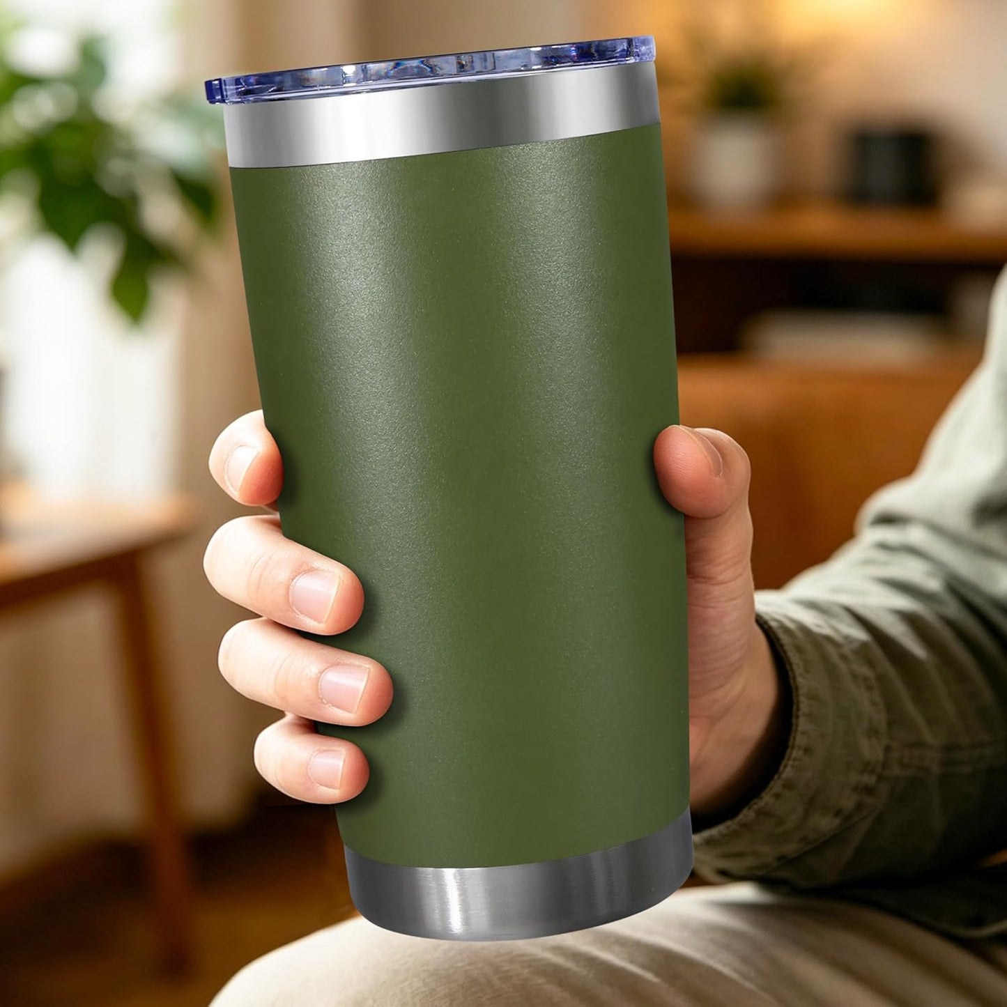 20oz Stainless Steel Tumbler with Lid, Double Wall Vacuum Insulated Powder Coated Travel Mug, Mint Green, 1 Pack