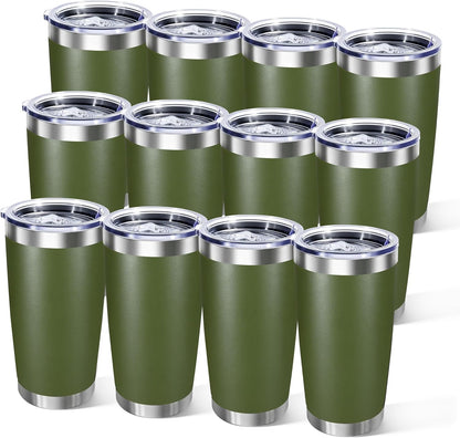 20oz Stainless Steel Tumbler with Lid, Double Wall Vacuum Insulated Powder Coated Travel Mug, Mint Green, 1 Pack