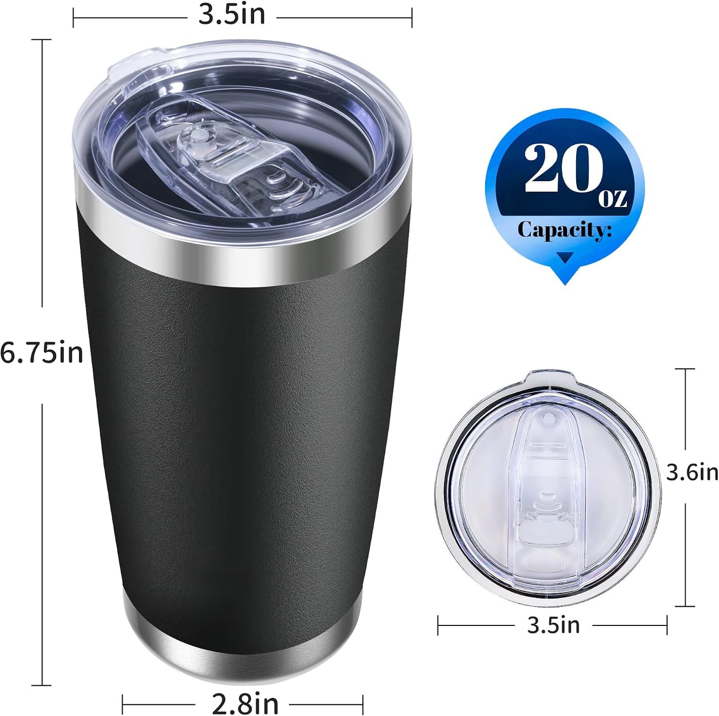 20oz Stainless Steel Tumbler with Lid, Double Wall Vacuum Insulated Powder Coated Travel Mug, Mint Green, 1 Pack