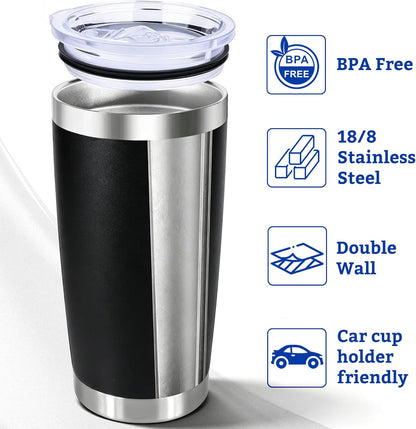 20oz Stainless Steel Tumbler with Lid, Double Wall Vacuum Insulated Powder Coated Travel Mug, Mint Green, 1 Pack