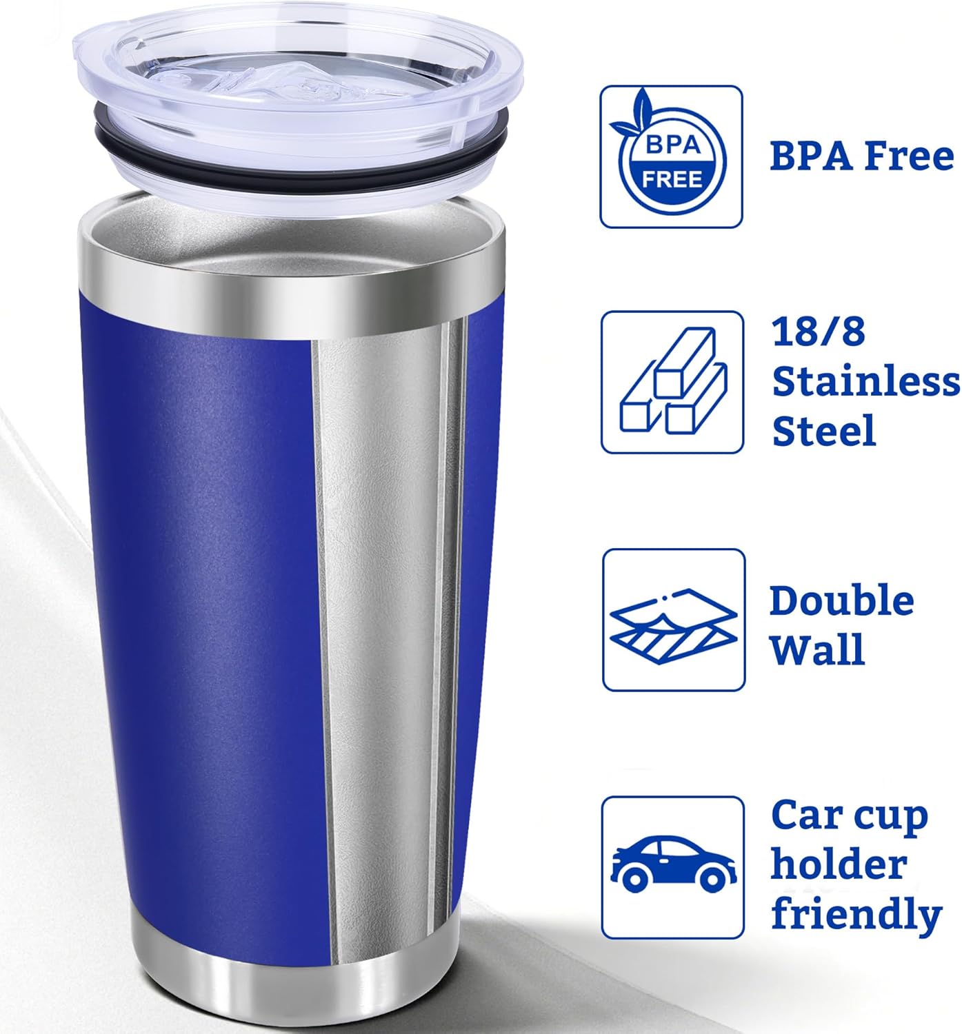 20oz Stainless Steel Tumbler with Lid, Double Wall Vacuum Insulated Powder Coated Travel Mug, Mint Green, 1 Pack