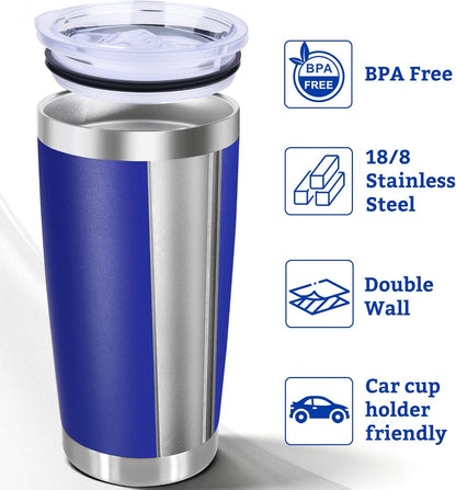 20oz Stainless Steel Tumbler with Lid, Double Wall Vacuum Insulated Powder Coated Travel Mug, Mint Green, 1 Pack