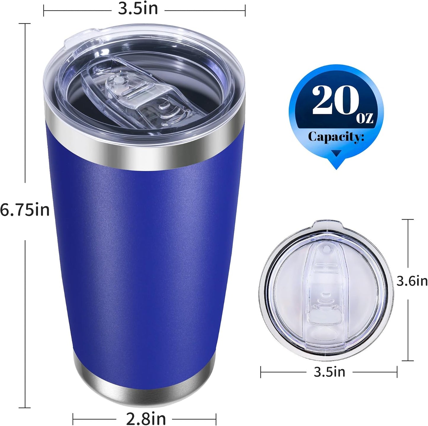20oz Stainless Steel Tumbler with Lid, Double Wall Vacuum Insulated Powder Coated Travel Mug, Mint Green, 1 Pack