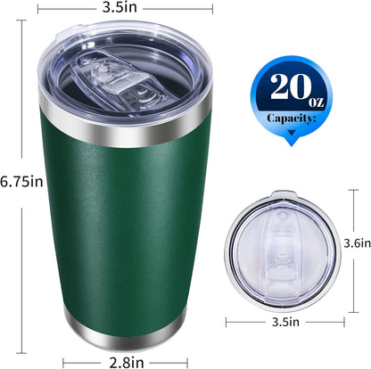20oz Stainless Steel Tumbler with Lid, Double Wall Vacuum Insulated Powder Coated Travel Mug, Mint Green, 1 Pack