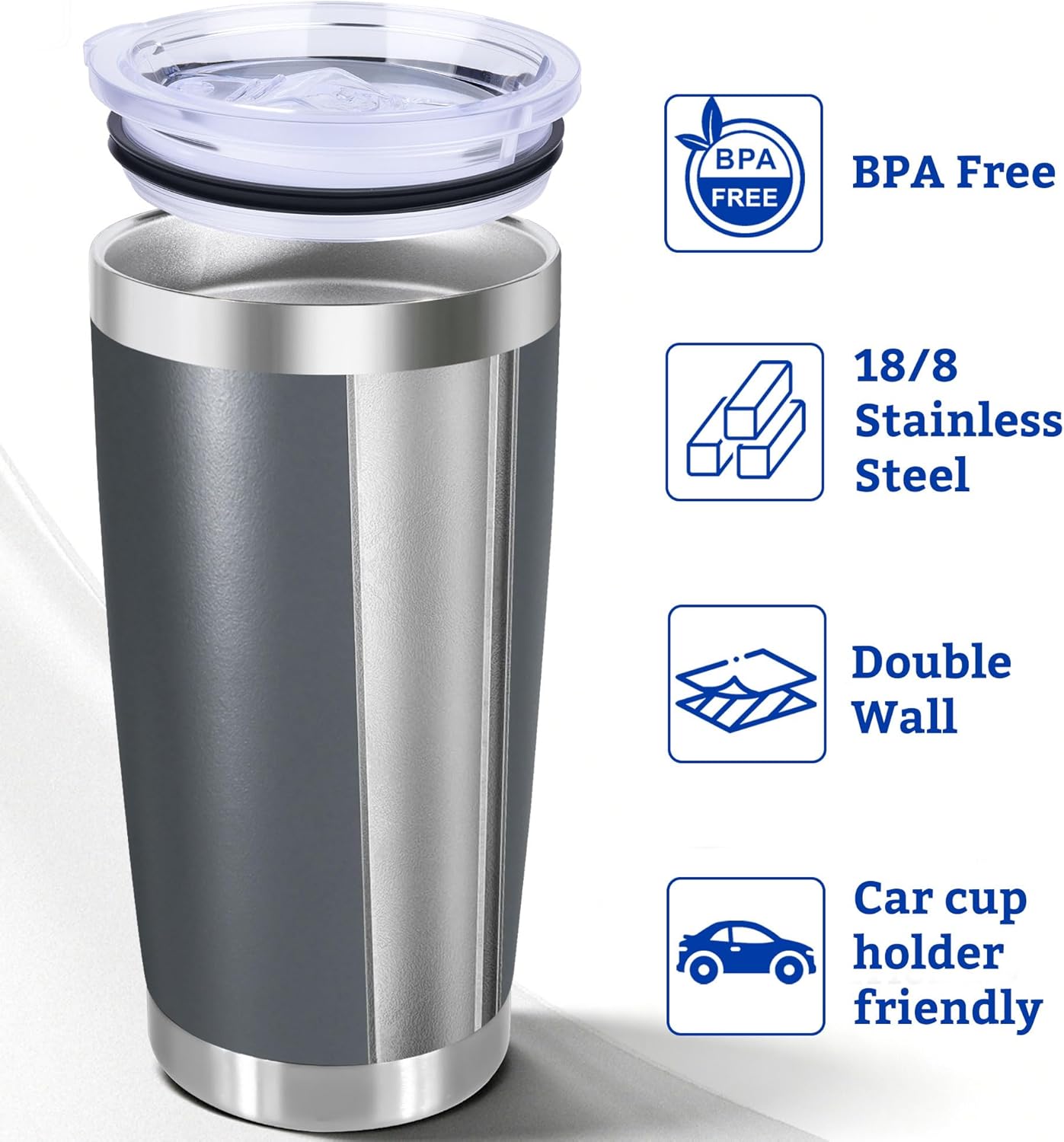 20oz Stainless Steel Tumbler with Lid, Double Wall Vacuum Insulated Powder Coated Travel Mug, Mint Green, 1 Pack