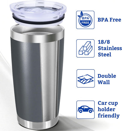 20oz Stainless Steel Tumbler with Lid, Double Wall Vacuum Insulated Powder Coated Travel Mug, Mint Green, 1 Pack