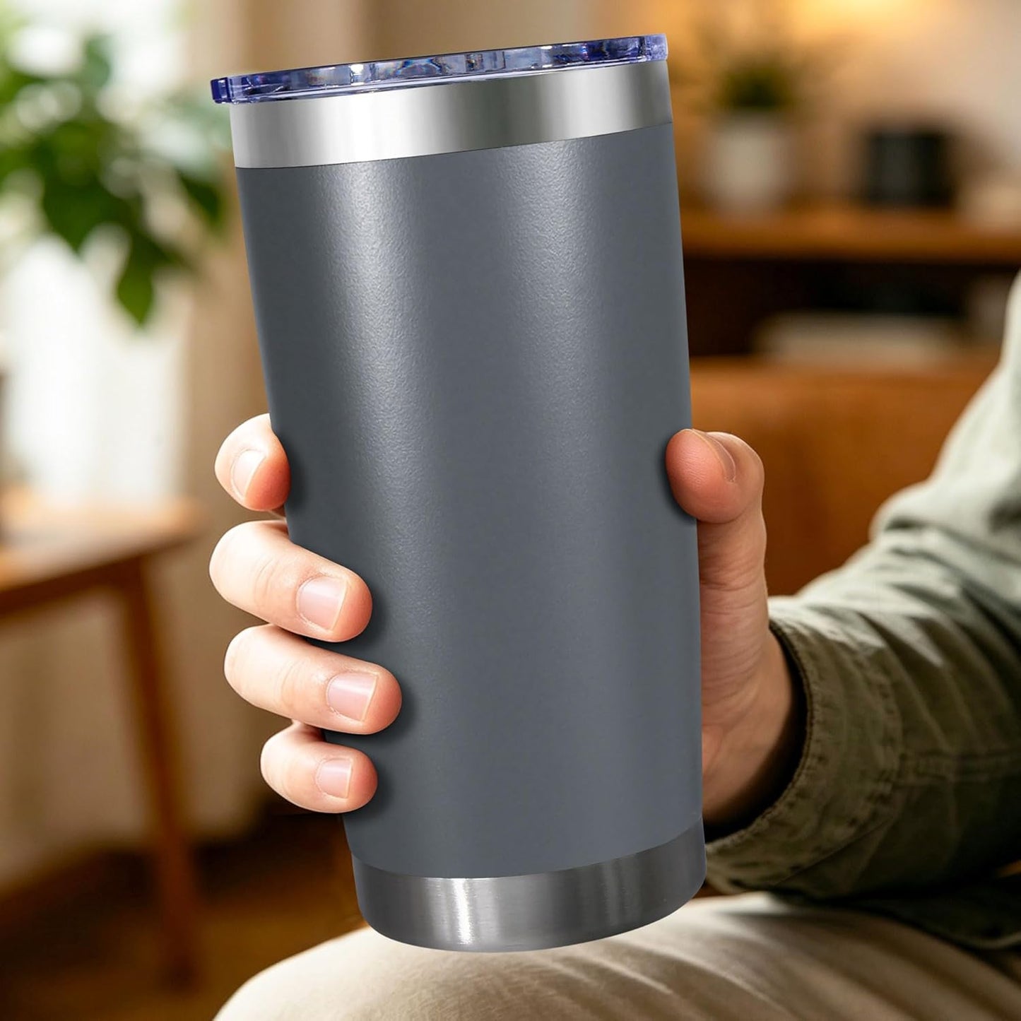 20oz Stainless Steel Tumbler with Lid, Double Wall Vacuum Insulated Powder Coated Travel Mug, Mint Green, 1 Pack