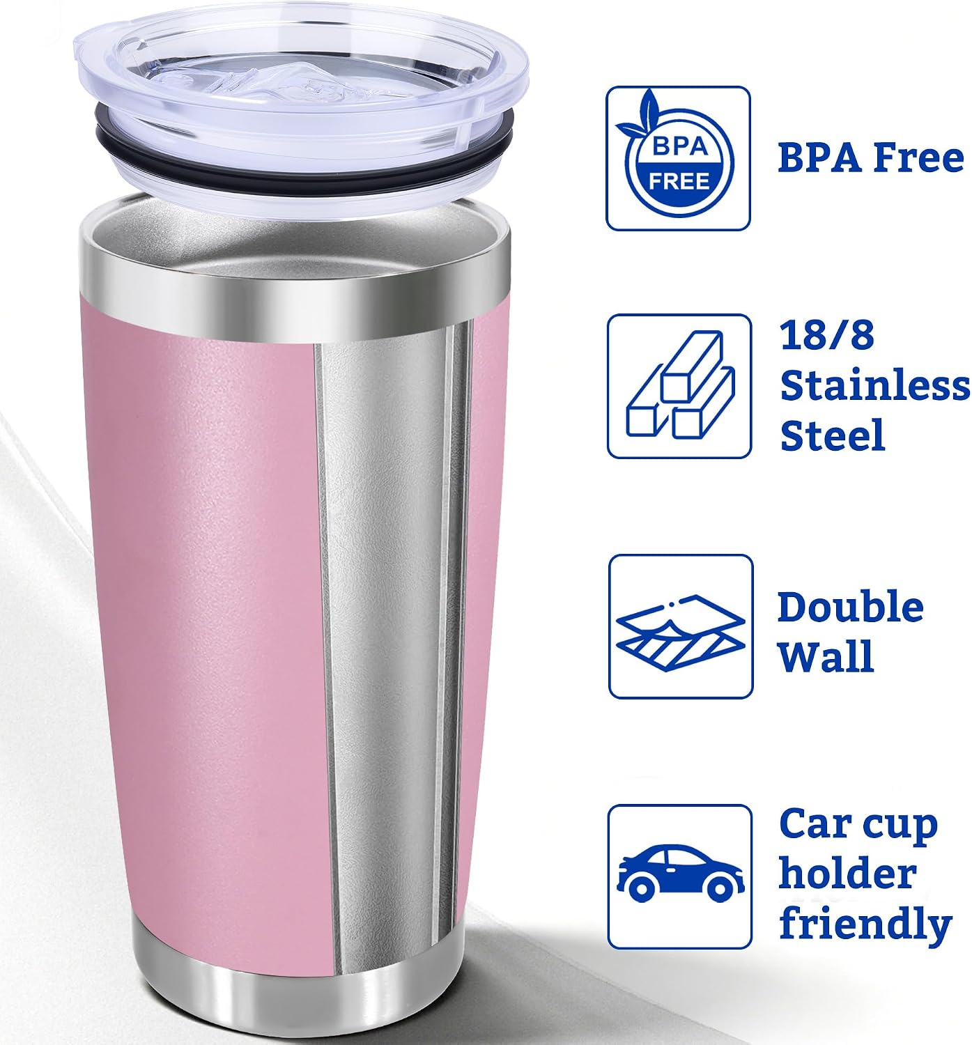 20oz Stainless Steel Tumbler with Lid, Double Wall Vacuum Insulated Powder Coated Travel Mug, Mint Green, 1 Pack