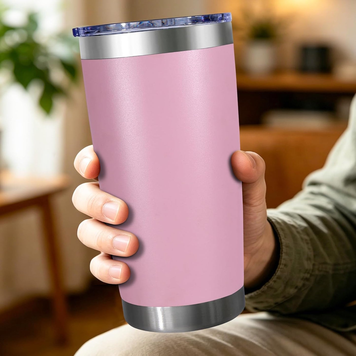 20oz Stainless Steel Tumbler with Lid, Double Wall Vacuum Insulated Powder Coated Travel Mug, Mint Green, 1 Pack