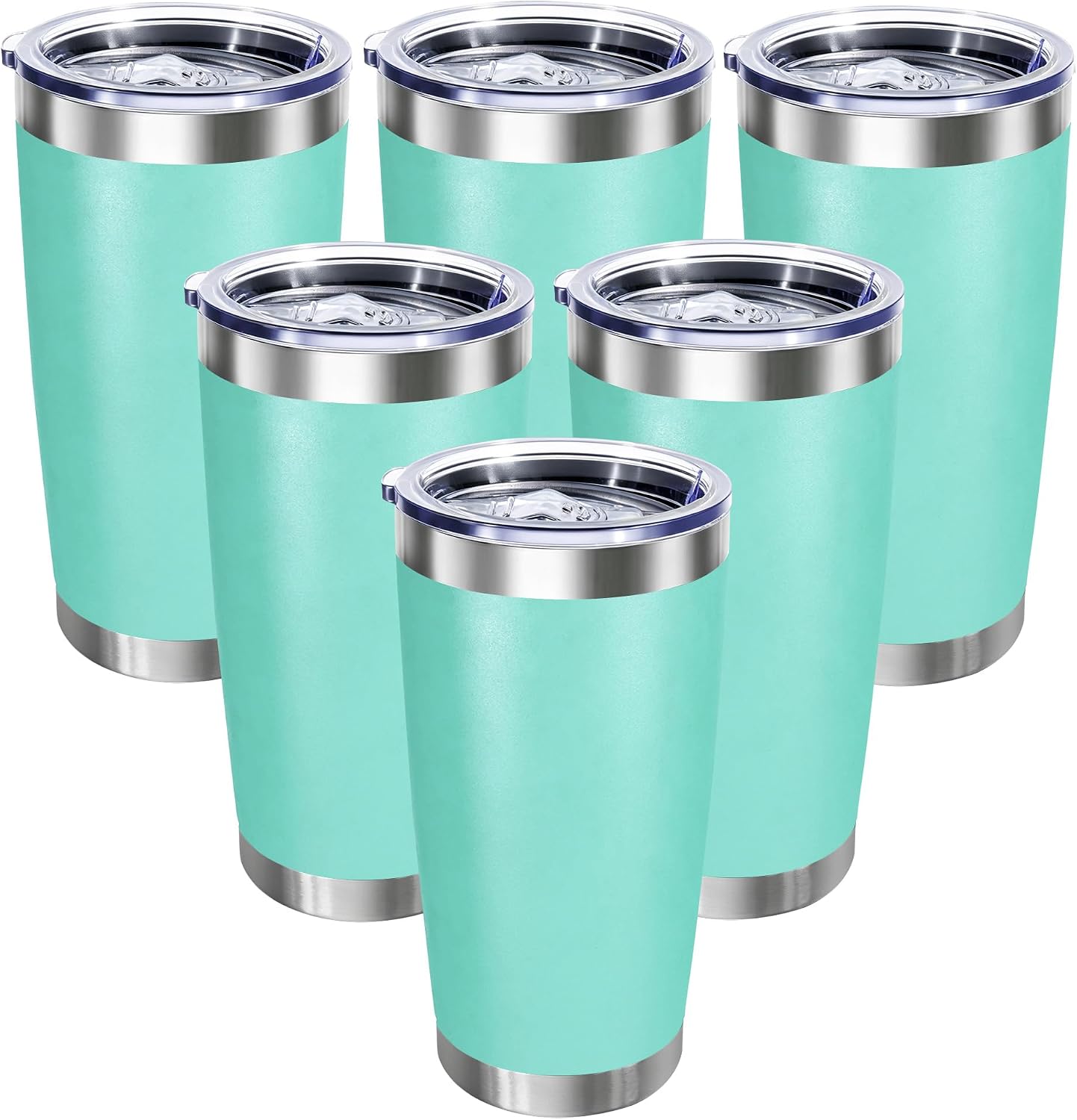 20oz Stainless Steel Tumbler with Lid, Double Wall Vacuum Insulated Powder Coated Travel Mug, Mint Green, 1 Pack