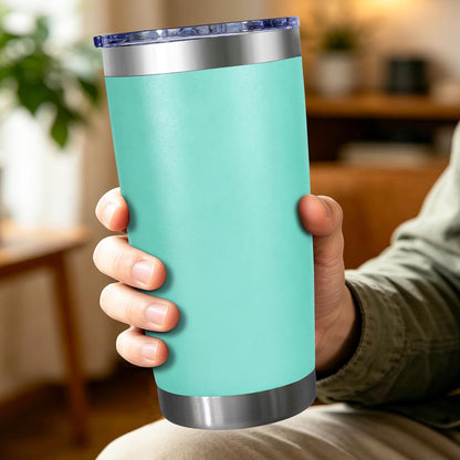 20oz Stainless Steel Tumbler with Lid, Double Wall Vacuum Insulated Powder Coated Travel Mug, Mint Green, 1 Pack