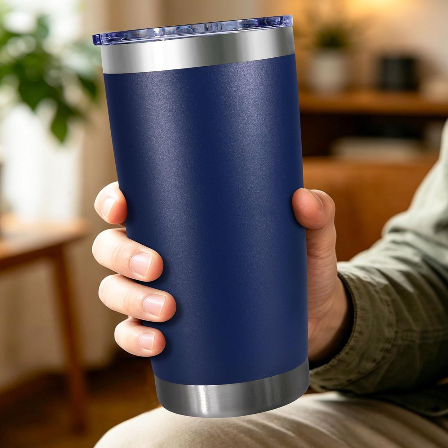 20oz Stainless Steel Tumbler with Lid, Double Wall Vacuum Insulated Powder Coated Travel Mug, Mint Green, 1 Pack