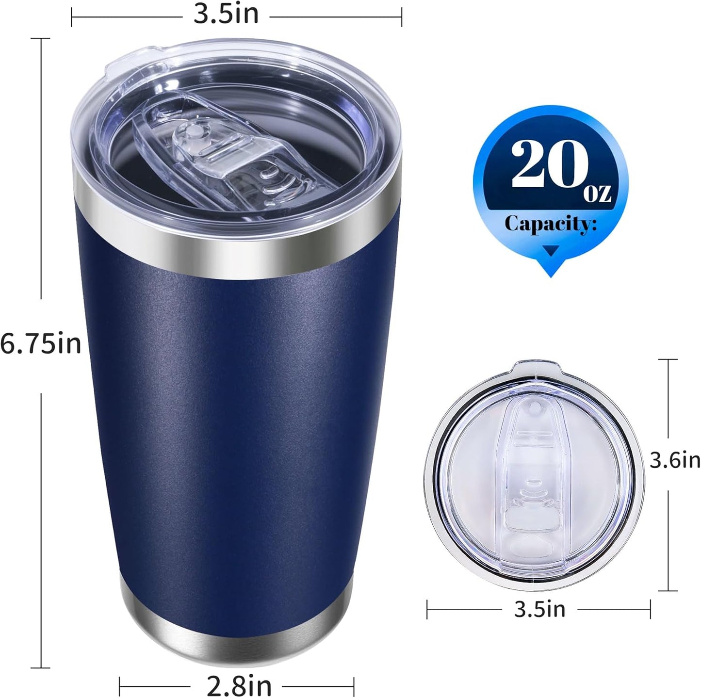 20oz Stainless Steel Tumbler with Lid, Double Wall Vacuum Insulated Powder Coated Travel Mug, Mint Green, 1 Pack
