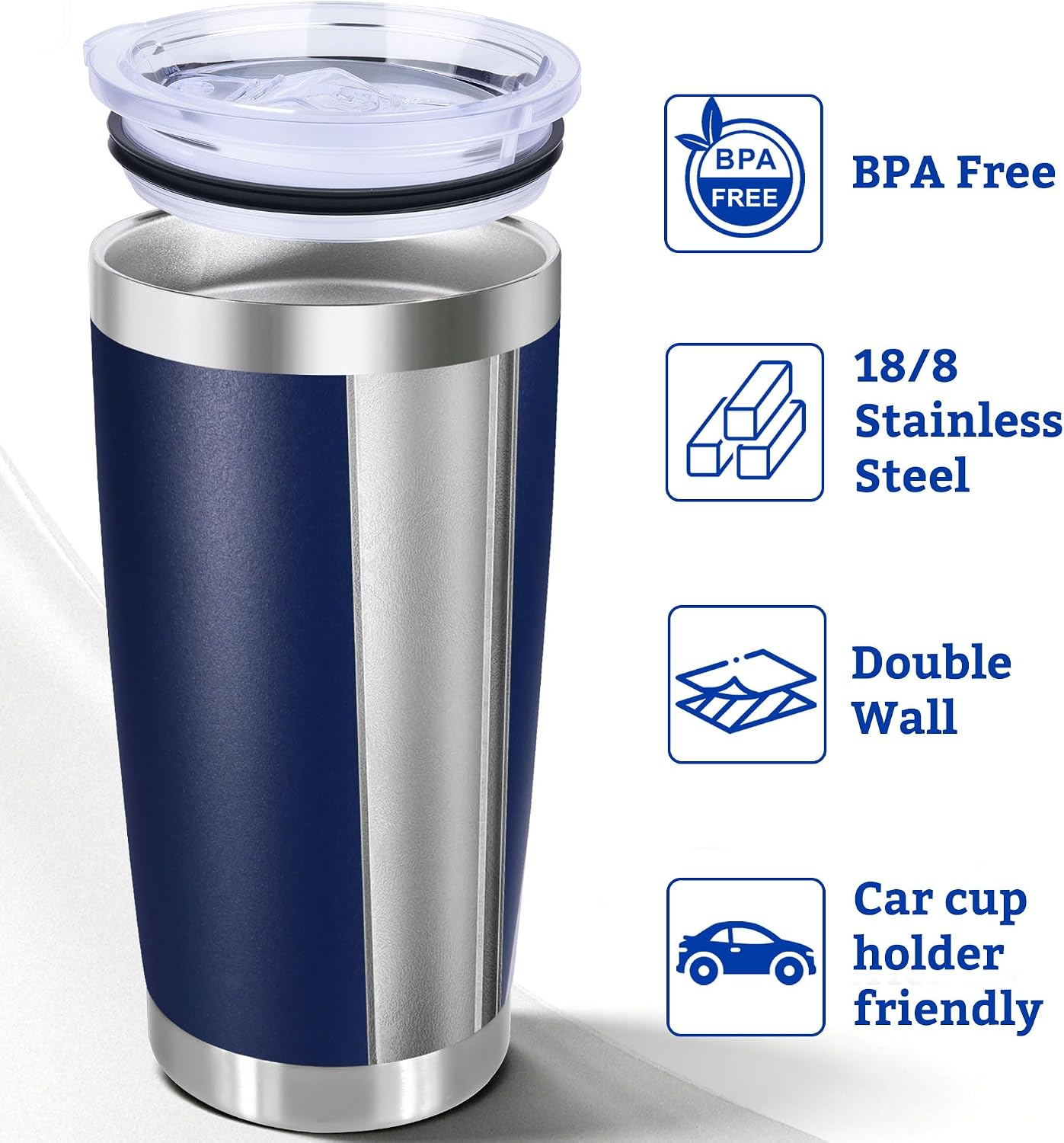 20oz Stainless Steel Tumbler with Lid, Double Wall Vacuum Insulated Powder Coated Travel Mug, Mint Green, 1 Pack
