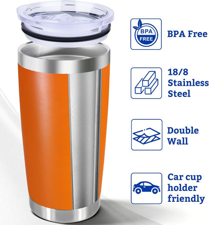 20oz Stainless Steel Tumbler with Lid, Double Wall Vacuum Insulated Powder Coated Travel Mug, Mint Green, 1 Pack