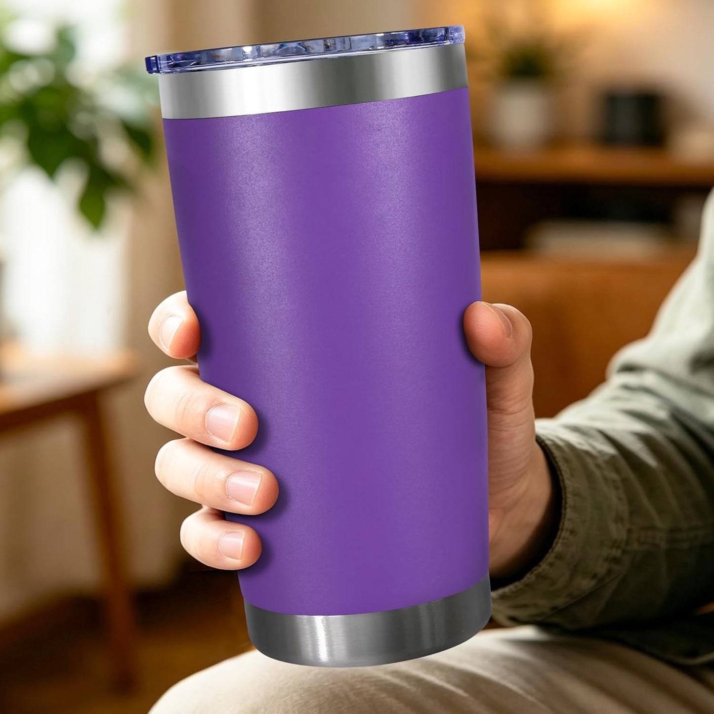20oz Stainless Steel Tumbler with Lid, Double Wall Vacuum Insulated Powder Coated Travel Mug, Mint Green, 1 Pack