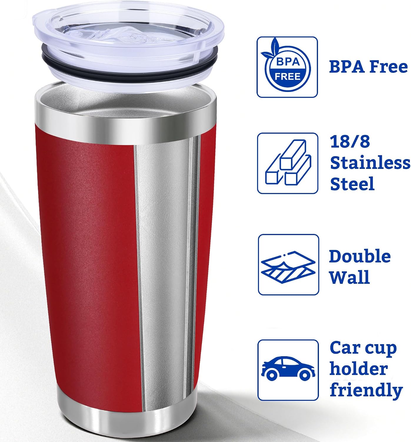 20oz Stainless Steel Tumbler with Lid, Double Wall Vacuum Insulated Powder Coated Travel Mug, Mint Green, 1 Pack