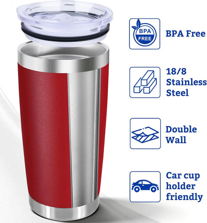 20oz Stainless Steel Tumbler with Lid, Double Wall Vacuum Insulated Powder Coated Travel Mug, Mint Green, 1 Pack