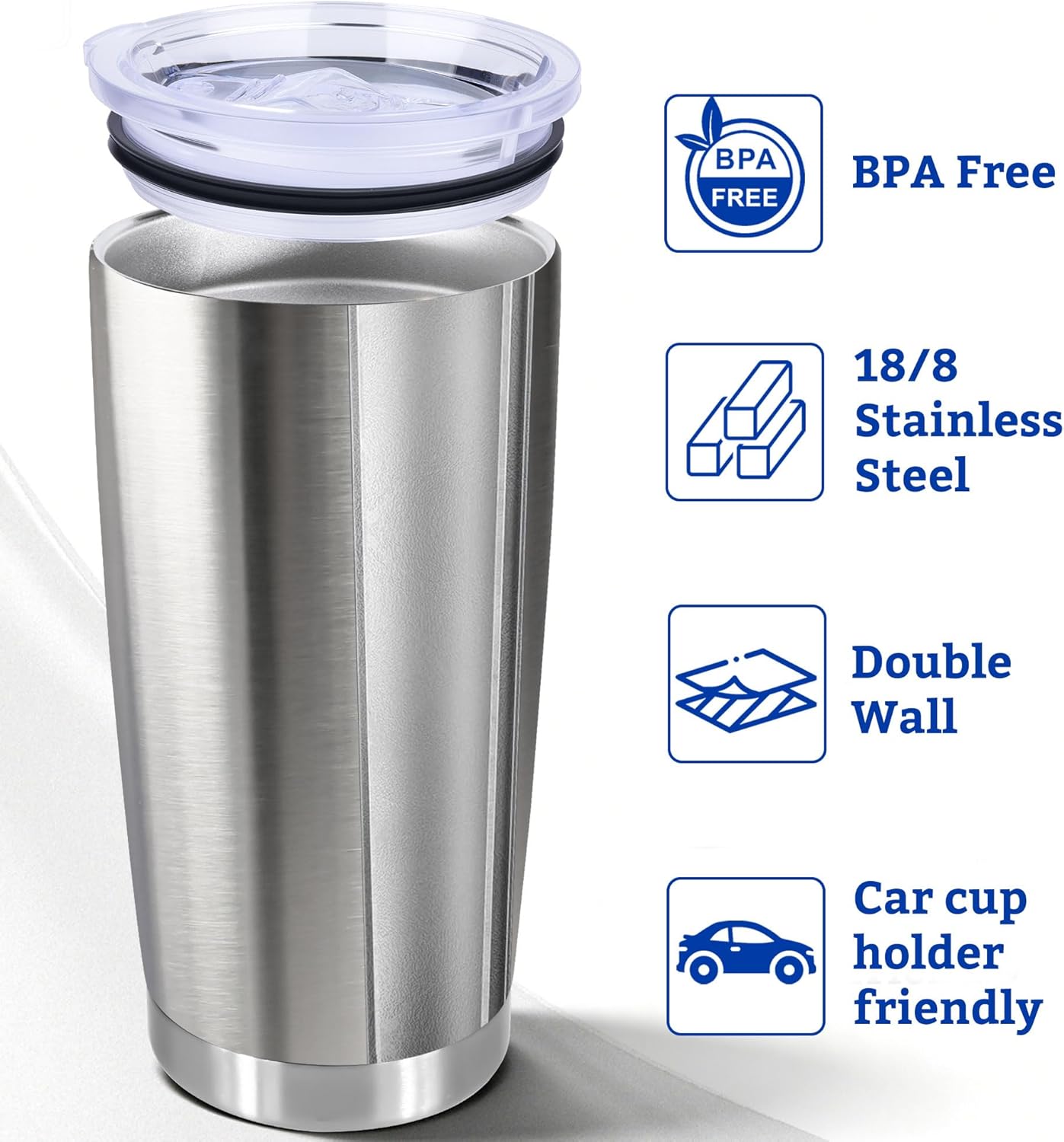 20oz Stainless Steel Tumbler with Lid, Double Wall Vacuum Insulated Powder Coated Travel Mug, Mint Green, 1 Pack