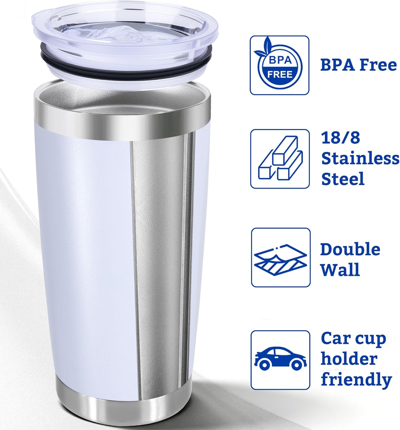 20oz Stainless Steel Tumbler with Lid, Double Wall Vacuum Insulated Powder Coated Travel Mug, Mint Green, 1 Pack