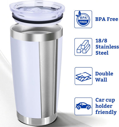 20oz Stainless Steel Tumbler with Lid, Double Wall Vacuum Insulated Powder Coated Travel Mug, Mint Green, 1 Pack