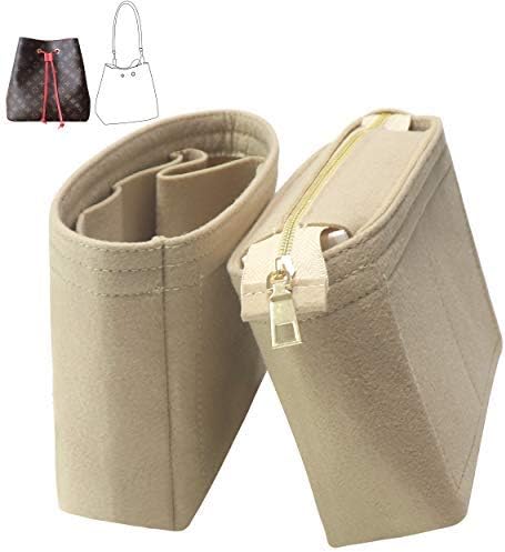 Bag Organizer, Bag Shaper Purse Insert Felt Organizer Fit in NeoNoe Noé and other Bucket Bags - red