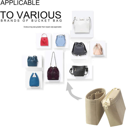 Bag Organizer, Bag Shaper Purse Insert Felt Organizer Fit in NeoNoe Noé and other Bucket Bags - red