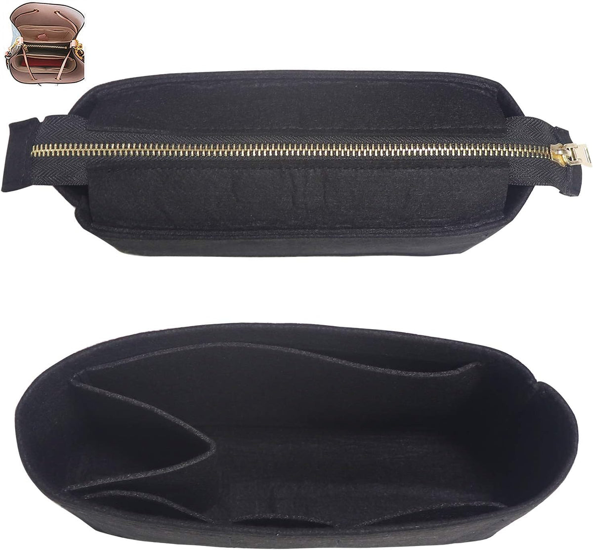 Bag Organizer, Bag Shaper Purse Insert Felt Organizer Fit in NeoNoe Noé and other Bucket Bags - red