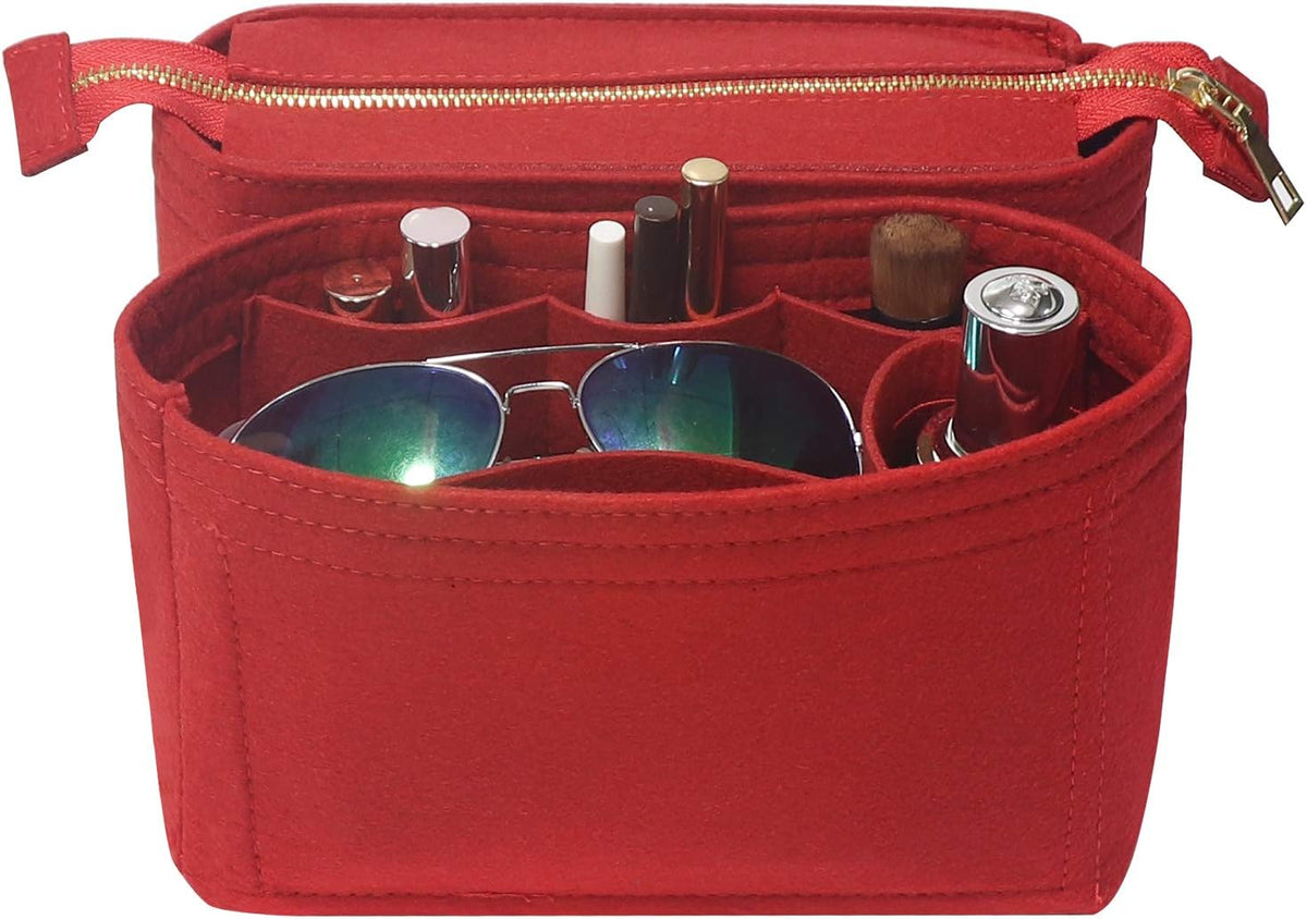 Bag Organizer, Bag Shaper Purse Insert Felt Organizer Fit in NeoNoe Noé and other Bucket Bags - red