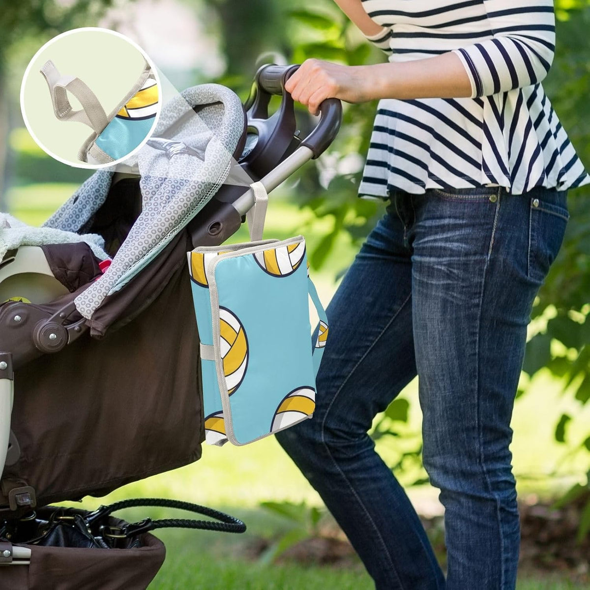 Volleyball Ball Design Portable Diaper Changing Pad for Outing