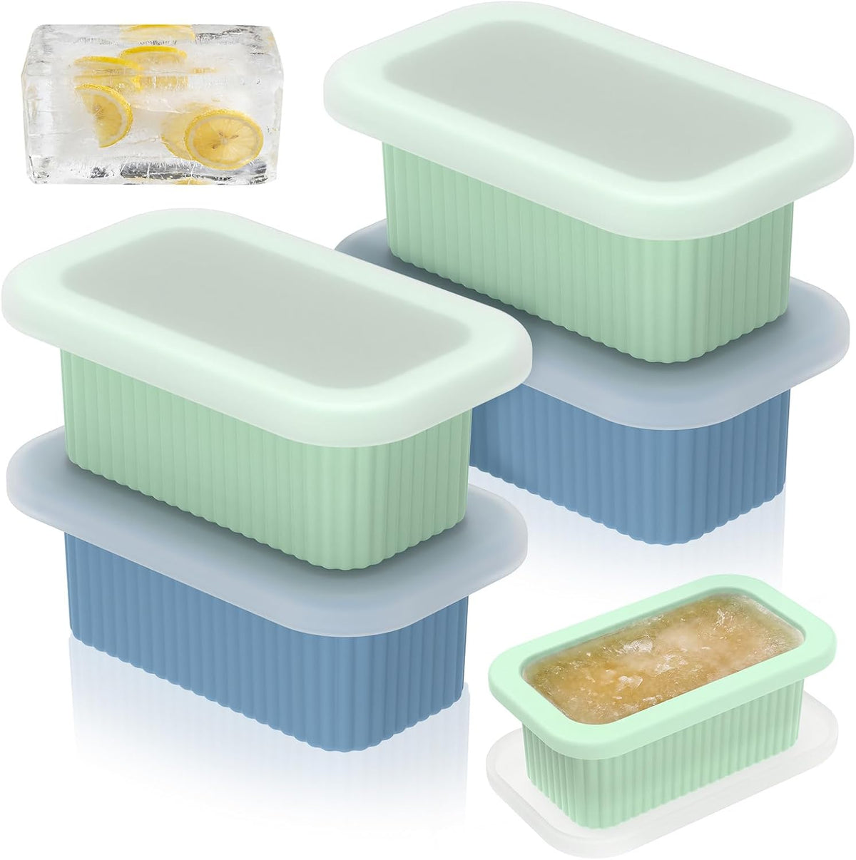 4 PCS 1 Cup Silicone Freezer Molds with Leakproof Lids, 8oz Soup Portion Freezing Tray for Meal Prep, Reusable Food Grade Food Storage Containers, Easy Release Ice Trays for Soups Sauces 250ml