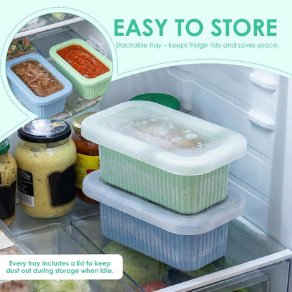 4 PCS 1 Cup Silicone Freezer Molds with Leakproof Lids, 8oz Soup Portion Freezing Tray for Meal Prep, Reusable Food Grade Food Storage Containers, Easy Release Ice Trays for Soups Sauces 250ml