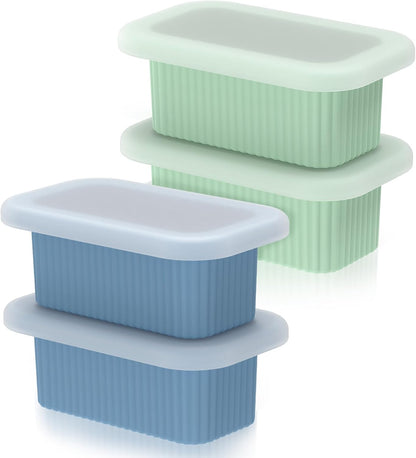4 PCS 1 Cup Silicone Freezer Molds with Leakproof Lids, 8oz Soup Portion Freezing Tray for Meal Prep, Reusable Food Grade Food Storage Containers, Easy Release Ice Trays for Soups Sauces 250ml