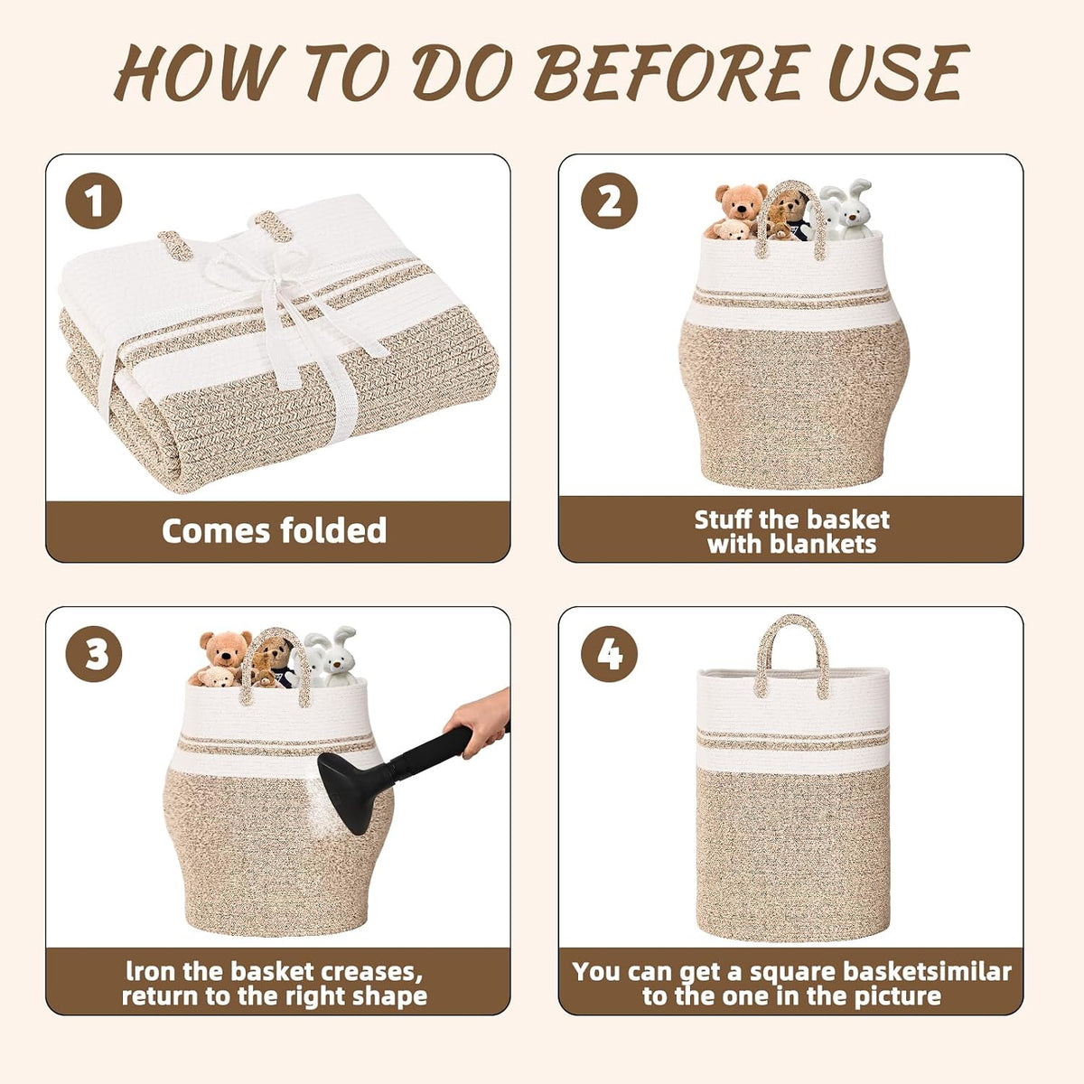 65L Woven Laundry Basket for Clothes, Large Rectangle Laundry Hampers with Beads Tassel, Nursery Storage Basket for Toys, Tall Dirty Clothes Hamper for Bedroom Aesthetic, Laundry Room Organization