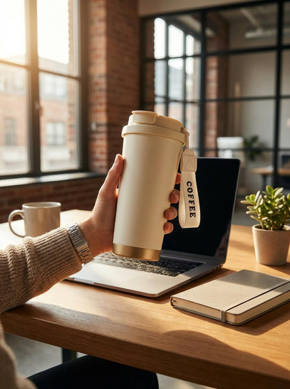 Coffee Travel Mug with 2-in-1 Straw Flip Lid,17oz Insulated Tumbler Cup with Ceramic Coating,Leak proof Stainless Steel Vacuum Cup,Reusable Portable cup for Work,Office,Travel water bottle