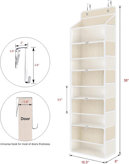 Over the Door Organizer for Baby Nursery, 5-Shelf, Light Beige